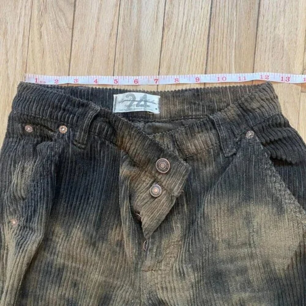 Free People Reese Pitched Straight Corduroy Jeans Tie Dye Brown Tan Size 24 - Picture 8 of 10